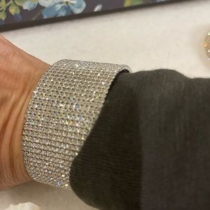 Silver and crystal slip on bangle